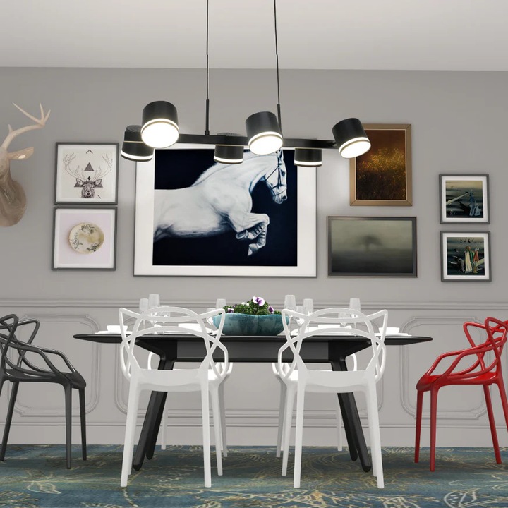 Подвесна лампа RFAN, Модел DD60351-6, 6 x цокъл GX53, Черен