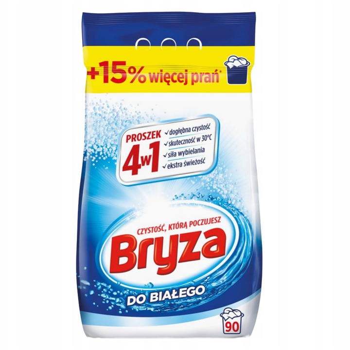 Bryza 4 az 1-ben mosópor fehér ruhákhoz, 5,85 kg, 90 mosás, hatékony 30°C-on