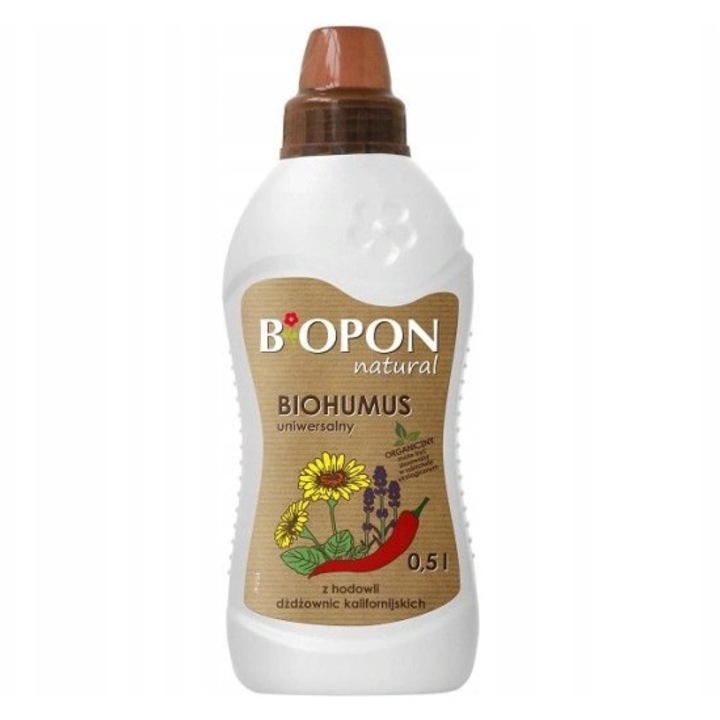 Ingrasamant universal BROS biohumus lichid 0.5L, organic-mineral, pentru plante ornamentale si legume