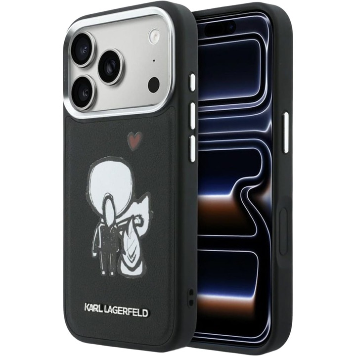 Калъф, Karl Lagerfeld Hardcase Leather Magnet за iPhone 17 Pro, Черни