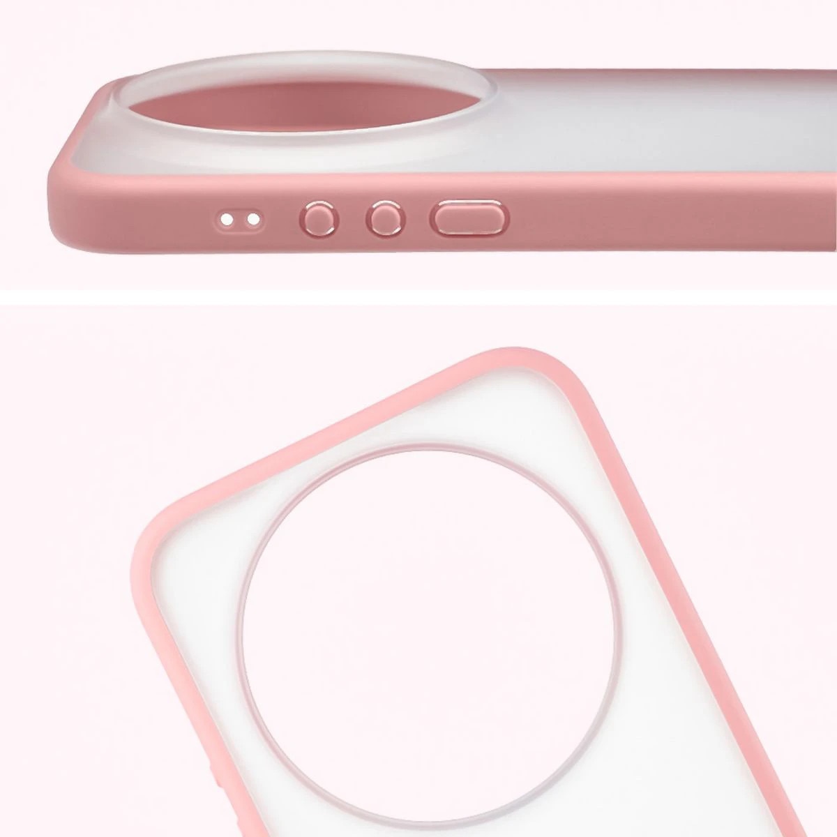 Husa, Bizon Case Angelo pentru Xiaomi 17 Ultra, Semi-Transparent Cu Rama Roz Deschis