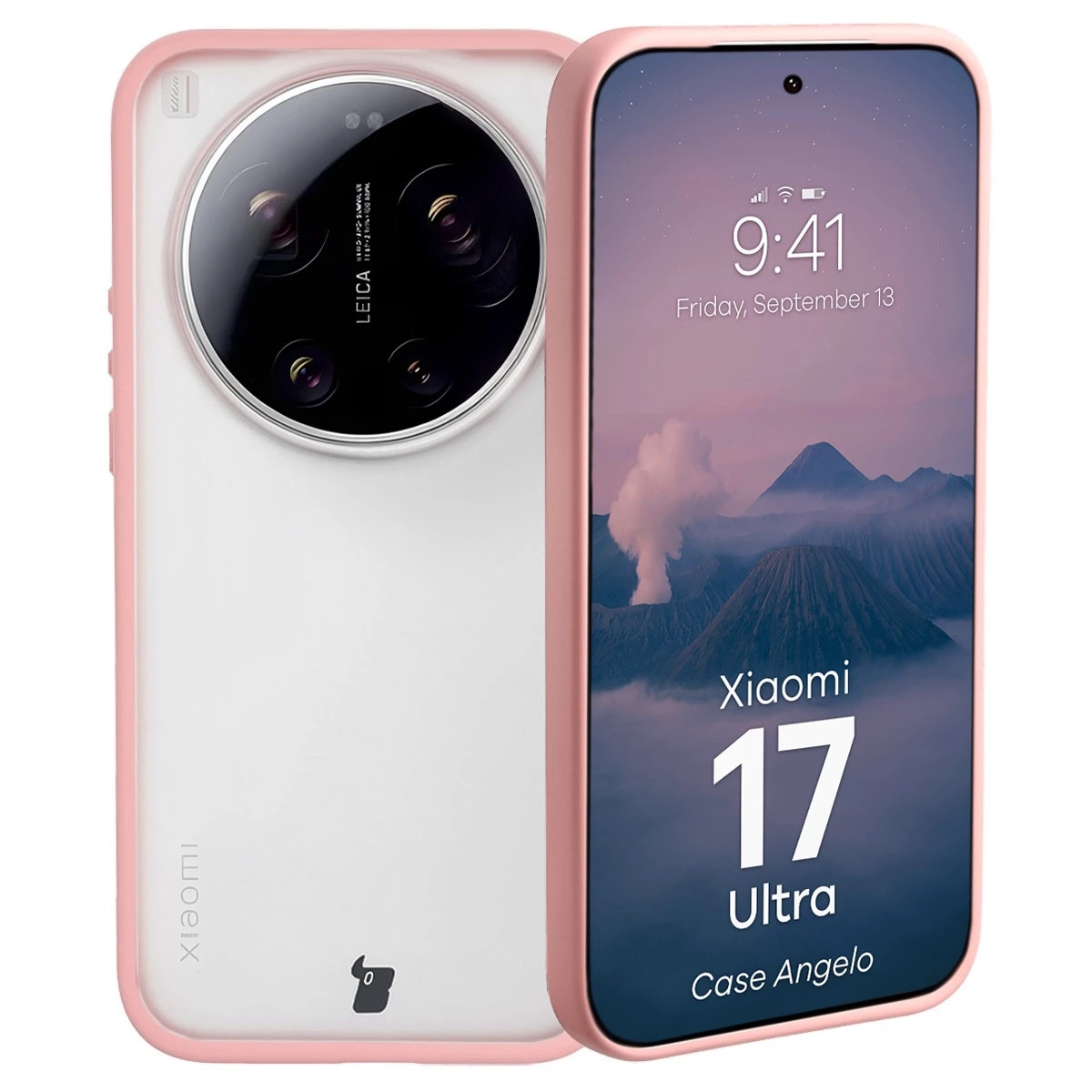 Husa, Bizon Case Angelo pentru Xiaomi 17 Ultra, Semi-Transparent Cu Rama Roz Deschis