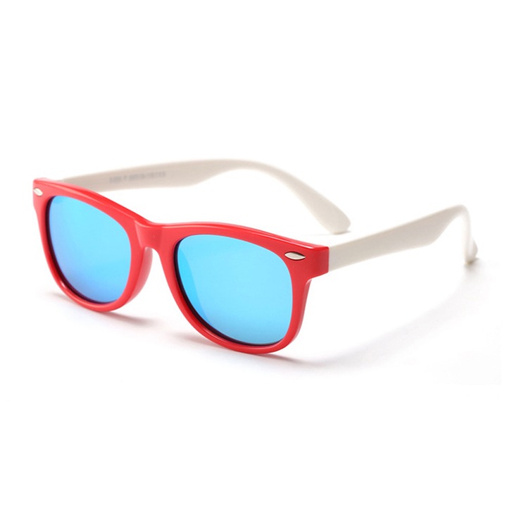 Kids Polarized Sunglasses (D802) - UV Protection - Red / White / Ice-Blue