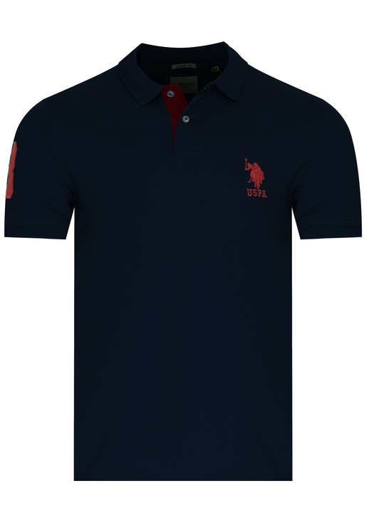 Tricou polo barbatesc, U.S. Polo Assn., bleumarin si rosu, bumbac, 3XL INTL