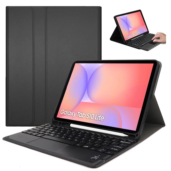 Husa cu tastatura si touchpad pentru Samsung Galaxy Tab S10 Lite, negru, 10,9" Strado