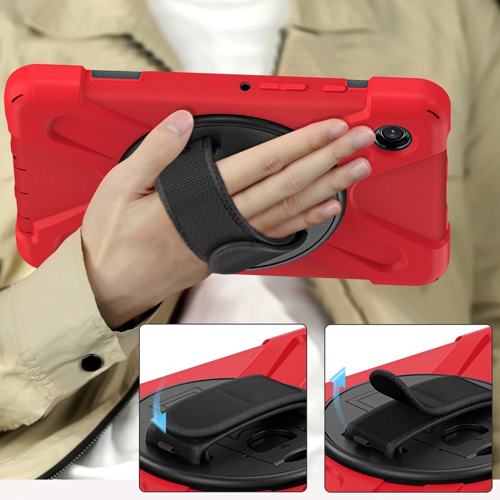 Husa tablete Strado Shockproof pentru Galaxy Tab A9 8.7 2023, rosie, cu suport reglabil