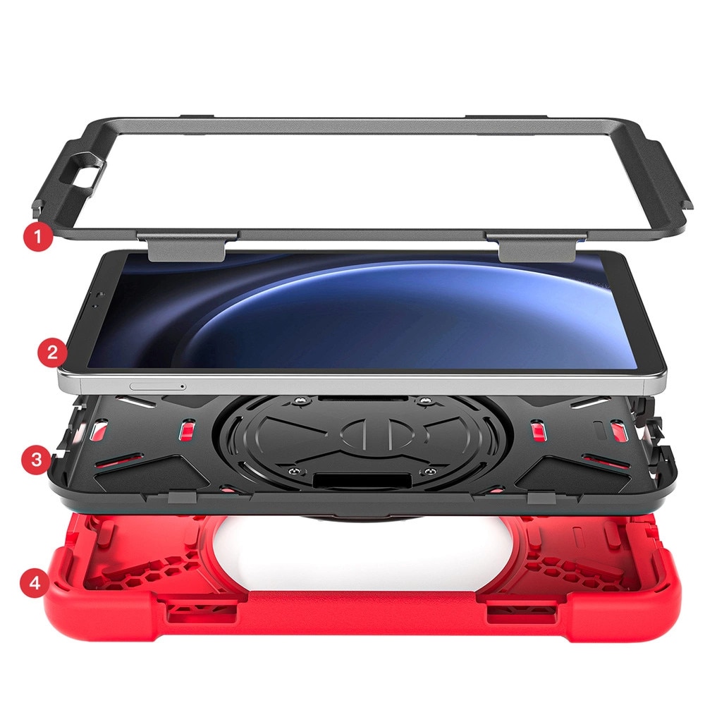 Husa tablete Strado Shockproof pentru Galaxy Tab A9 8.7 2023, rosie, cu suport reglabil