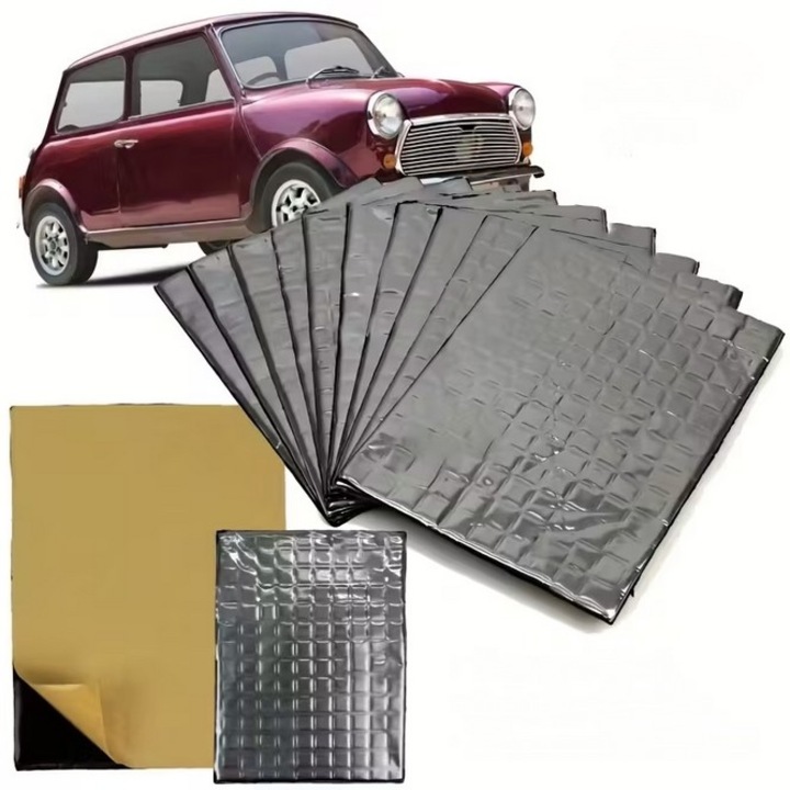 Set 15 bucăți tampoane folie aluminiu izolare fonică 25x18cm pentru capota motorului