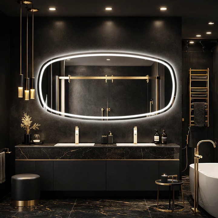 Prémium LED Tükör, Ovális, 150×85 cm, 3 Fényfajta – Meleg, Hideg, Semleges