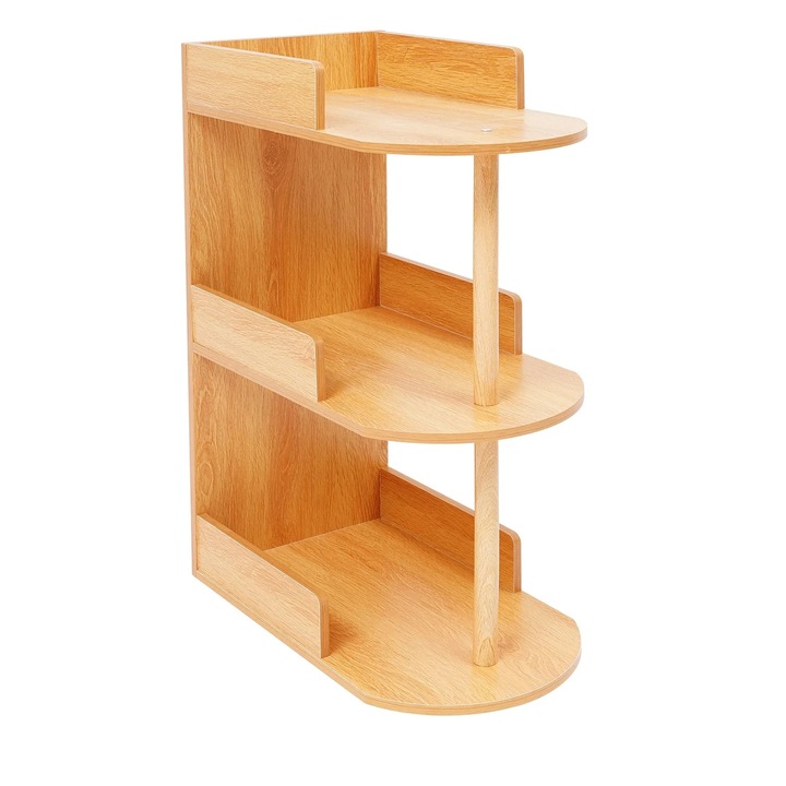 Fából készült tárolópolc, 3 szintes, minimalista, fa színű, 48x30x72cm