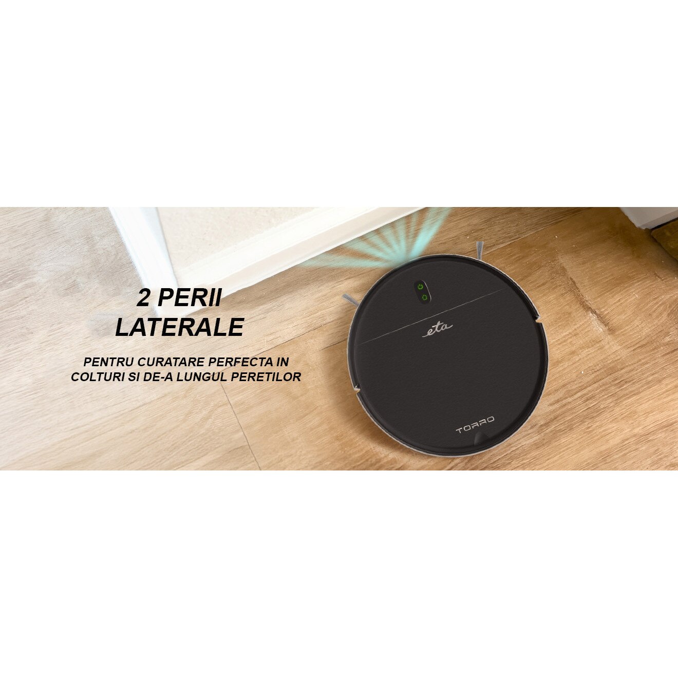 Aspirator robot și mop ETA Torro 0251 90000, Wi-Fi, motor digital, negru, 7.7cm