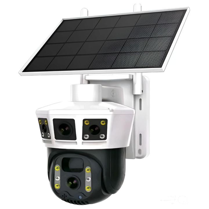 WiFi соларна камера за наблюдение 8MP 4K със соларен панел, 14 LED, PTZ автоматично завъртане, нощно виждане, детекция на движение