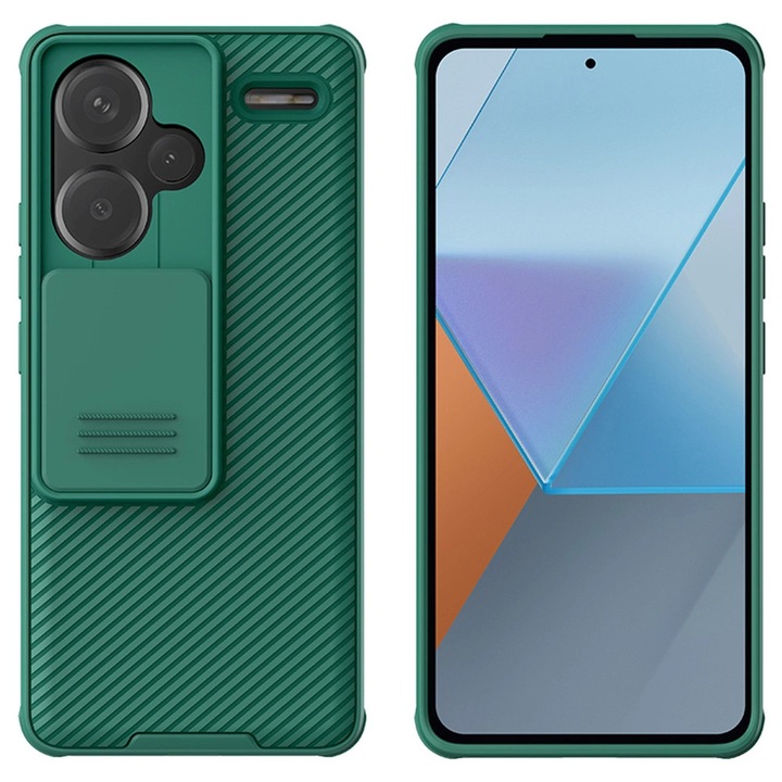 Etui Nillkin CamShield Pro pentru Redmi Note 13 Pro Plus 5G, verde, dimensiuni 164.50x77.32x1.6mm