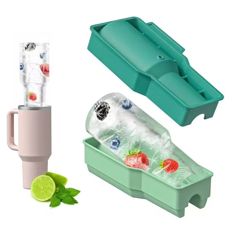 Jégkockaforma, exkluzív design, élelmiszeripari szilikon, levehető fedél, zöld