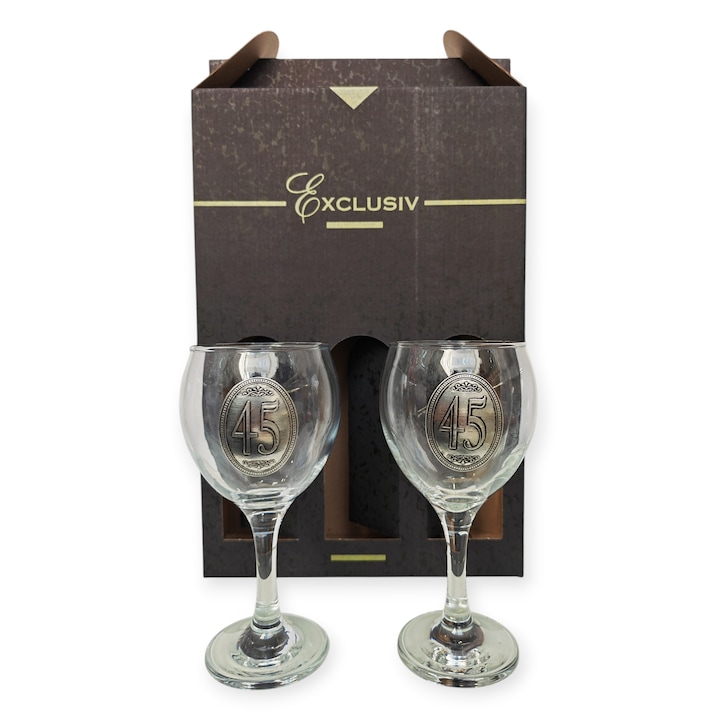 Set de pahare de vin pentru a 45-a aniversare, a 45-a aniversare de căsătorie CQ-73 Kft
