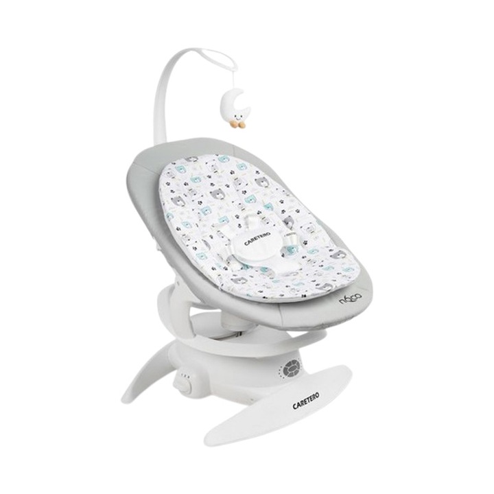 Електрическа регулируема люлка, с музика, за бебета, Caretero NOCO 320957, Сива