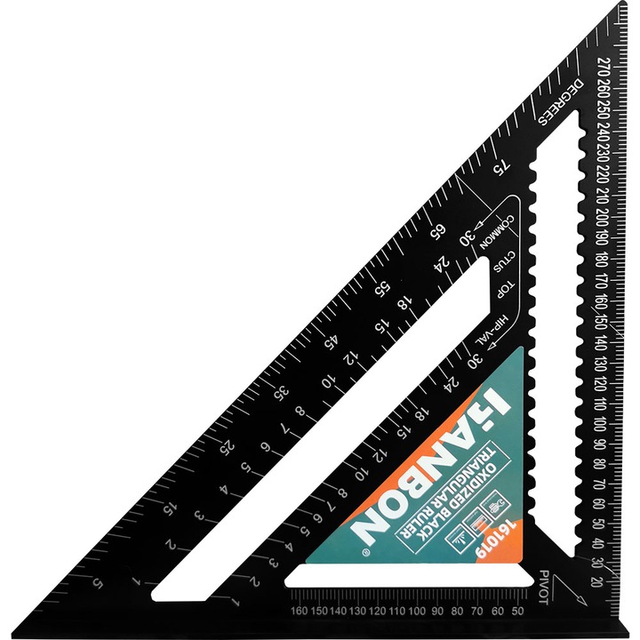 Алуминиева линийка 300мм, Hanbon, черна, удароустойчива