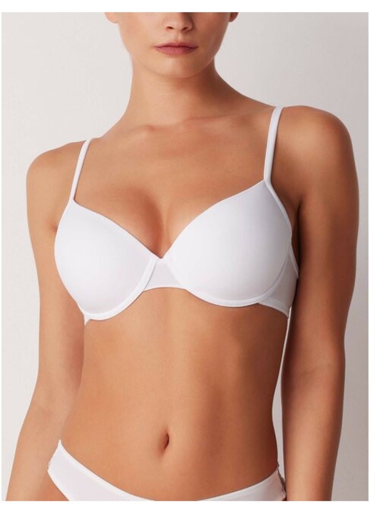 Sutien microfibra T-shirt Cotonella, cupe buretate, alb, 70B