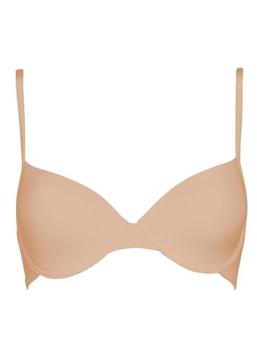 Sutien T-shirt Cotonella 75B, microfibra moale, buretat, bej