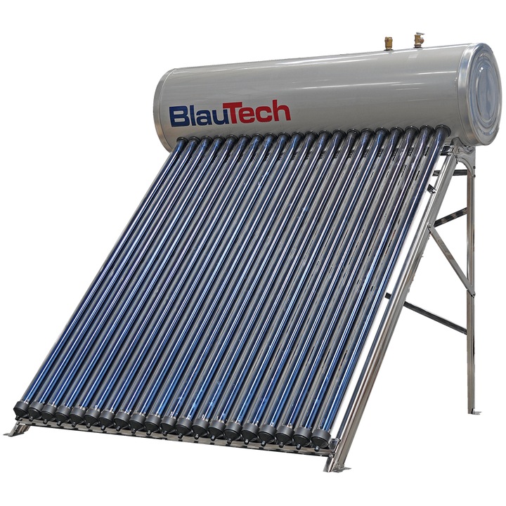 Panou solar presurizat 160 litri, cu 20 tuburi vidate, rezervor inox, pentru apa calda menajera, BlauTech Plus