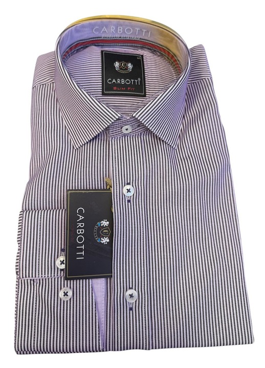 Férfi lila csíkos ing, hosszú ujjú, pamut-poliészter, s (37-38) méret