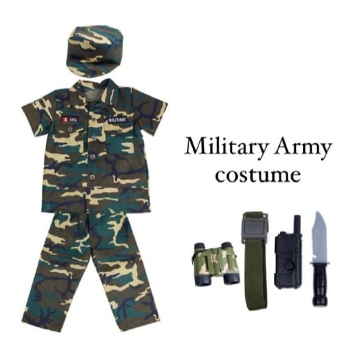 Costum pentru băieți, MASHASHOP, Soldat, multicolor, set cu accesorii, marimea 6 ani - 7 ani