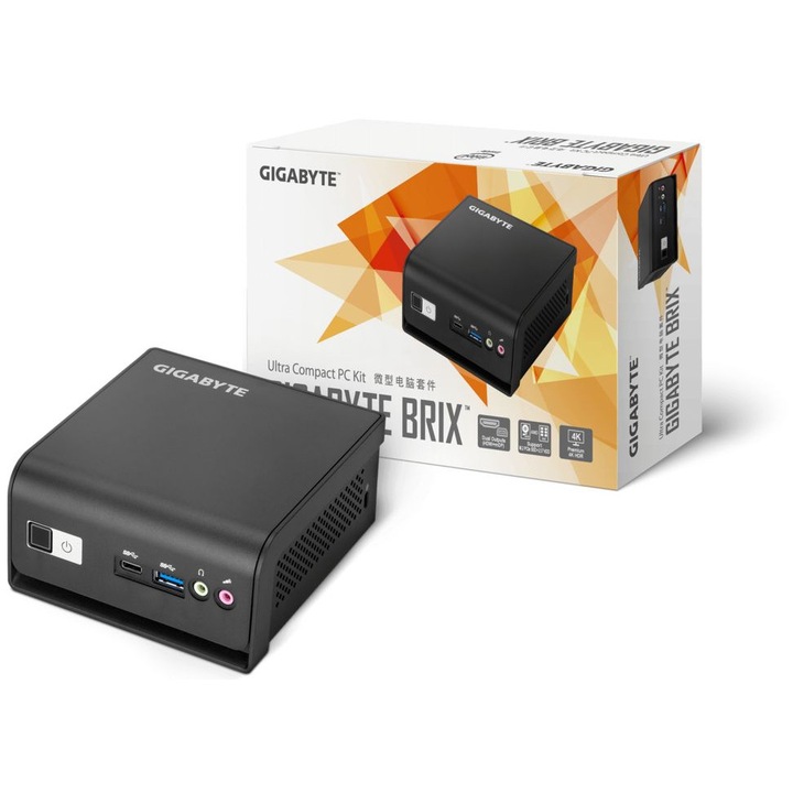 Настолен компютър GIGABYTE Brix-6005, Процесор Intel Pentium Silver N6005 (2.0/3.3GHz, 4M), 0 GB, 120 GB SSD, Intel UHD Graphics 605, Windows 11 Home