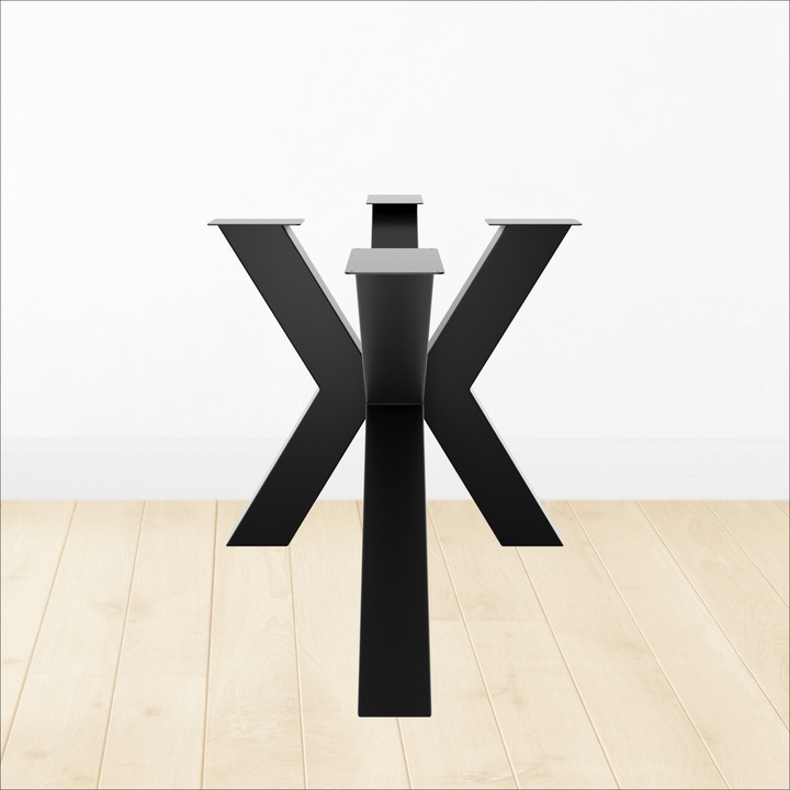 Metalopro Acamar Extreme 200x80x72 cm Baza masa - picioare otel design stea tip paianjen, finisaj negru mat, pentru masa dining sau conferinta, structura stabila