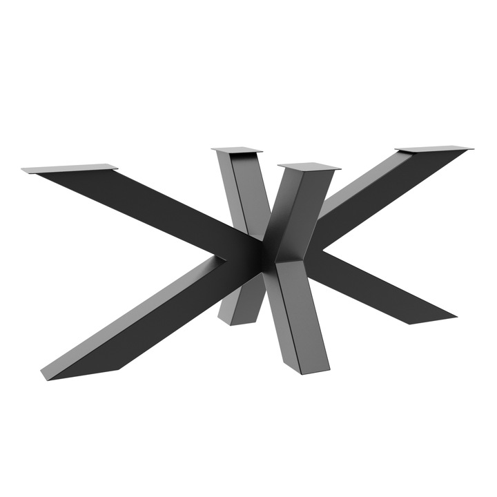 Metalopro Acamar Extreme 180x80x72 cm Baza masa - picioare otel design stea tip paianjen, finisaj negru mat, pentru masa dining sau conferinta, structura stabila
