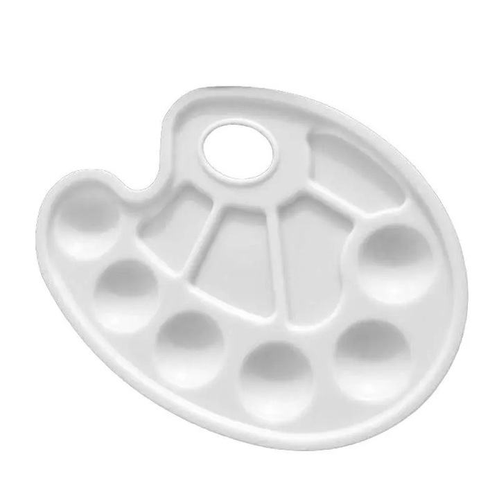 Set de 6 palete acuarele, 6 compartimente, alb, 23x17cm