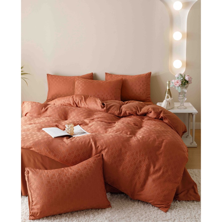 Ágynemű, Zsákárd, 6 részes, 2 személyes, 230x250 cm, téglavörös