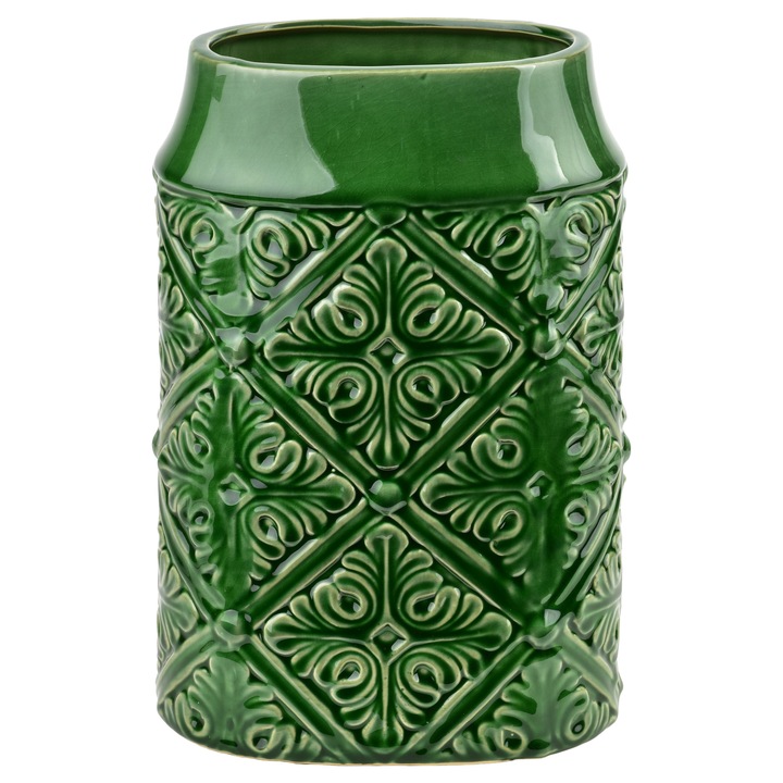 Vaza, ceramica, Amandine, model 20x14x31 cm, verde, 1 buc