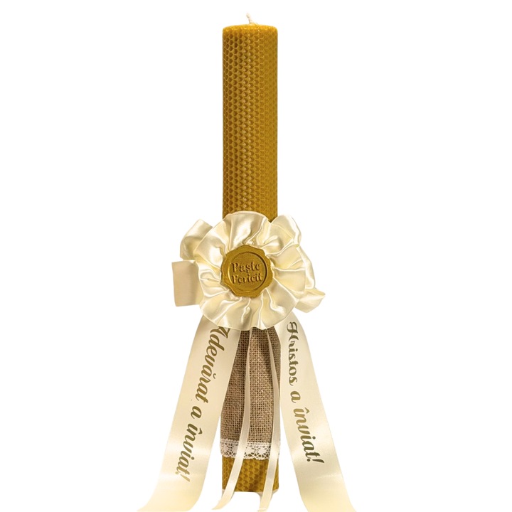 Lumanare PASCALA Dapis Transilvania, ceara de albine, parfum de miere, 40cmx4.5cm