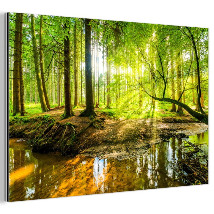 Tablou pe metal, Abstract, Decorative, Living, Bucatarie, Modern Art, Decorarea peretilor, Imprimare pe metal Verde 90x60 cm