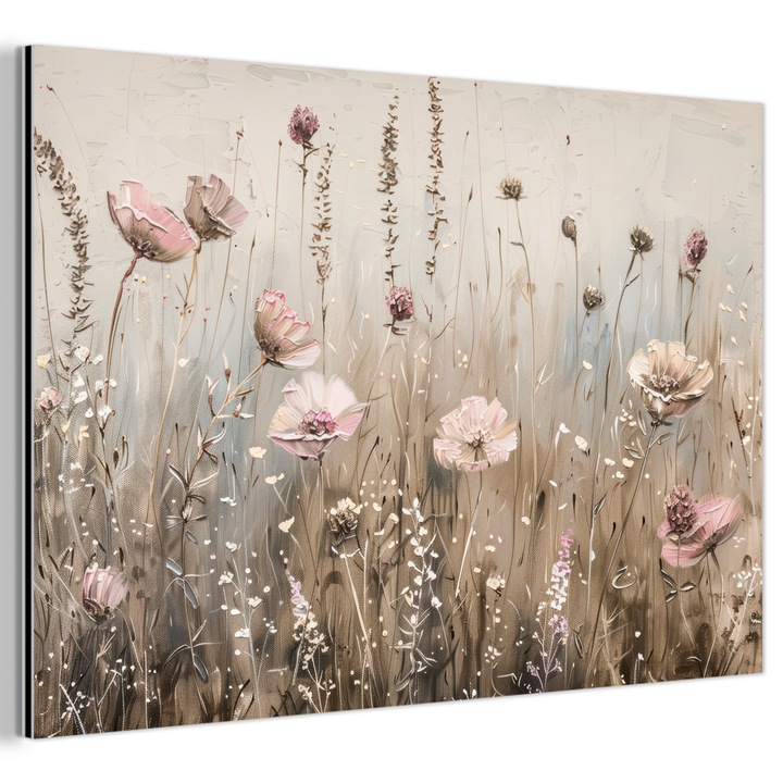 Tablou pe metal, Abstract, Decorative, Living, Bucatarie, Modern Art, Decorarea peretilor, Imprimare pe metal Bej 120x80 cm