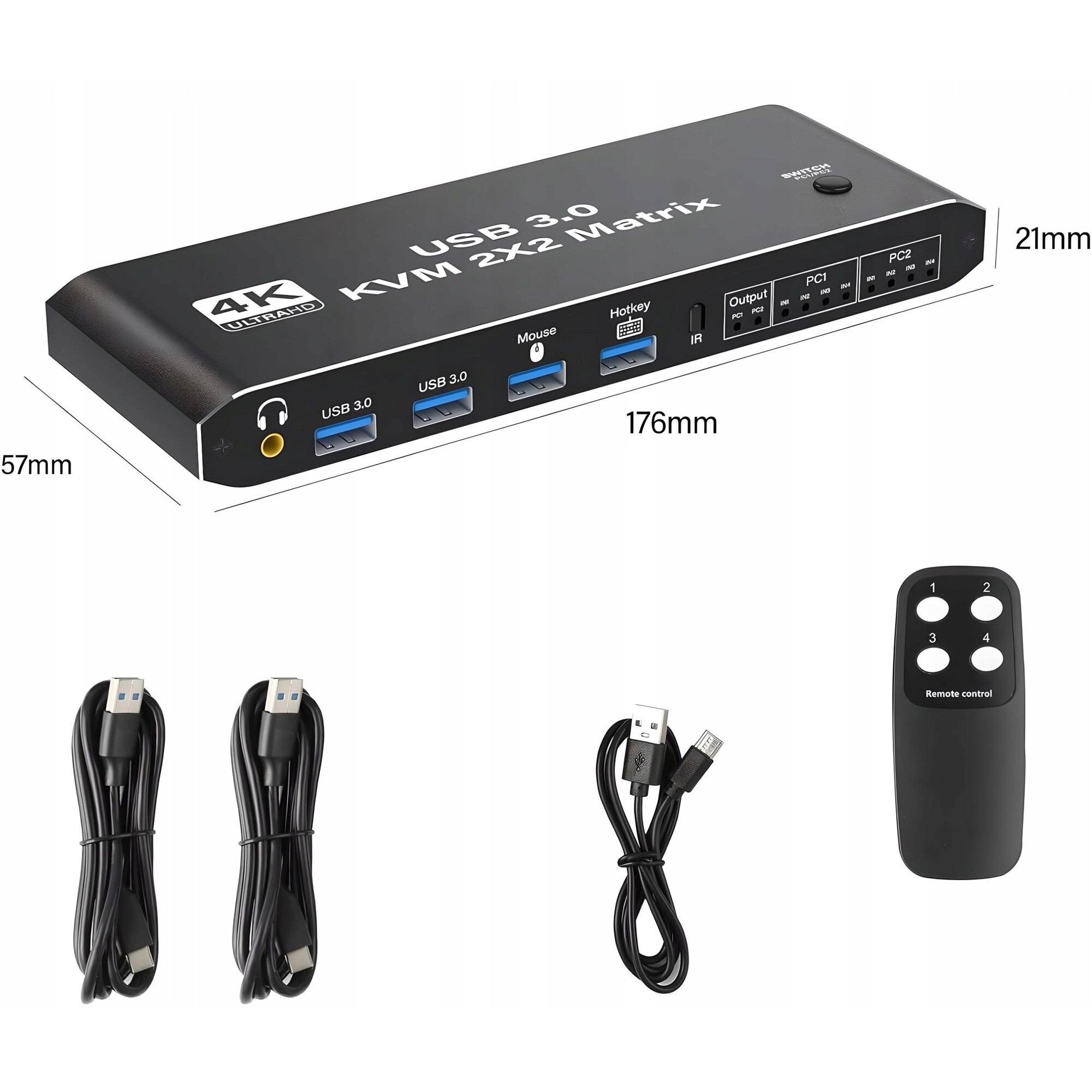 Kvm Switch Matrix KVM Matrix Switch 2x2, 4xUSB 3.0, HDMI 2.0, 4K - eMAG.ro