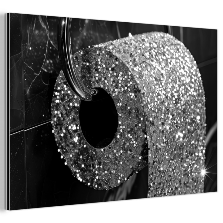 Tablou pe metal, Abstract, Decorative, Living, Bucatarie, Modern Art, Decorarea peretilor, Imprimare pe metal Argintiu 120x80 cm