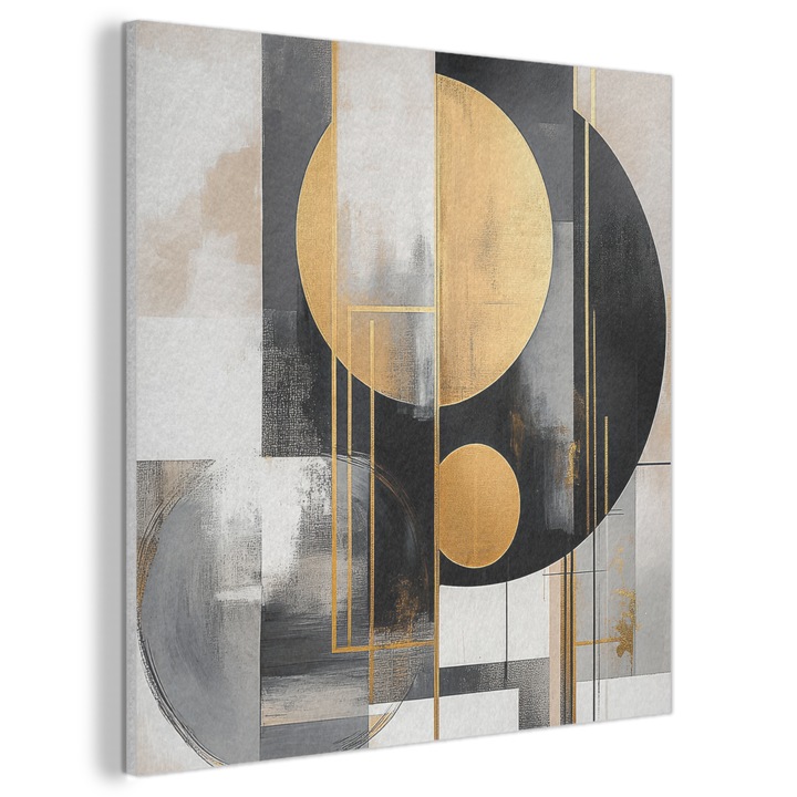 Акустична картина, Абстрактна, Декоративна, Всекидневна, Кухня, Модерно изкуство, Декорация на стени, Златен звукопоглъщащ панел 90x90