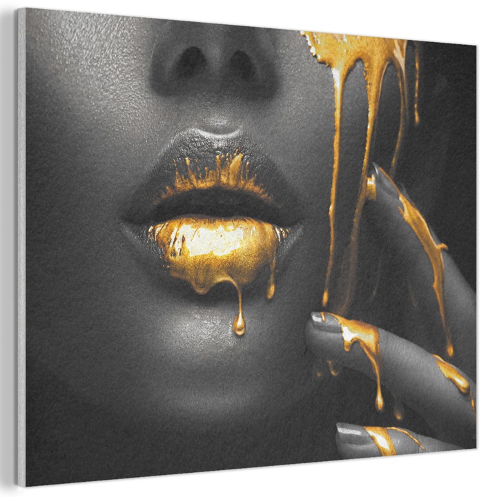 Акустична картина, Абстрактна, Декоративна, Всекидневна, Кухня, Модерно изкуство, Декорация на стени, Златен звукопоглъщащ панел 100x70