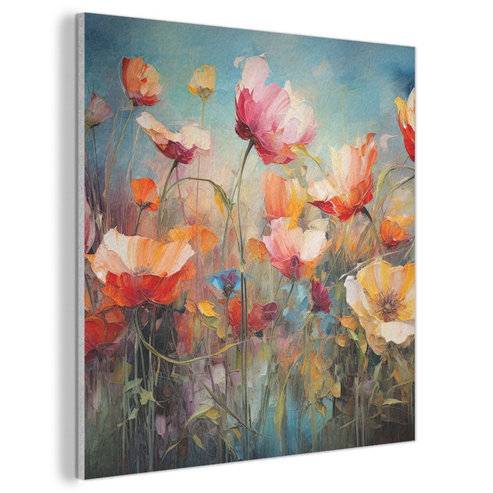 Акустична картина, Абстрактна, Декоративна, Дневна, Кухня, Модерно изкуство, Декорация на стени, Звукопоглъщащ панел Оранжев 90x90