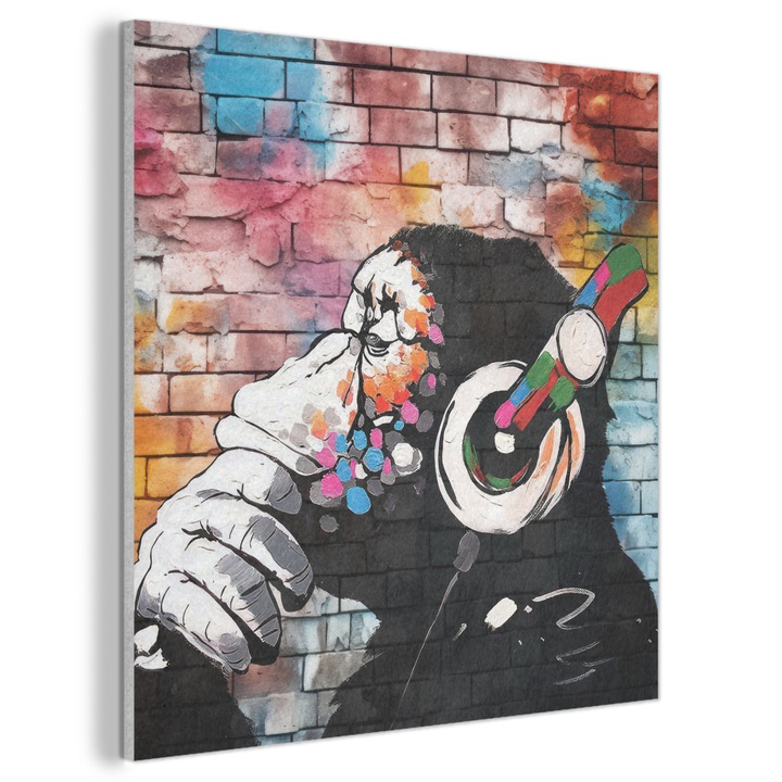 Акустична картина, Абстрактна, Декоративна, Всекидневна, Кухня, Модерно изкуство, Декорация за стена, Звукопоглъщащ панел Многоцветен 90x90