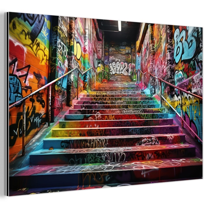 Tablou pe metal, Abstract, Decorative, Living, Bucatarie, Modern Art, Decorarea peretilor, Imprimare pe metal Multicolor 90x60 cm