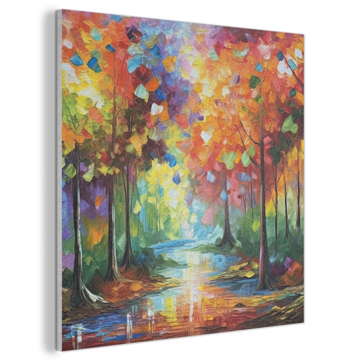 Акустична картина, Абстрактна, Декоративна, Всекидневна, Кухня, Модерно изкуство, Декорация на стени, Звукопоглъщащ панел Многоцветен 90x90