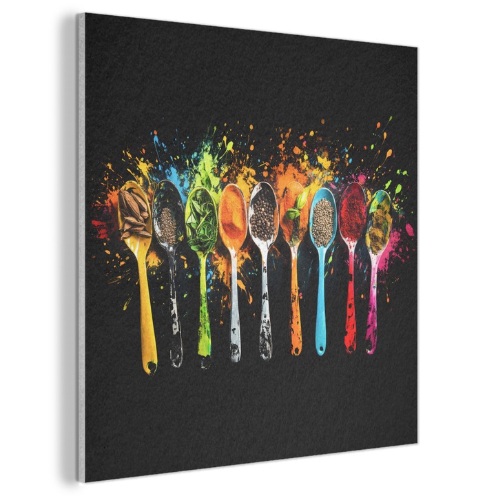 Акустична картина, Абстрактна, Декоративна, Всекидневна, Кухня, Модерно изкуство, Декорация за стена, Звукопоглъщащ панел Многоцветен 90x90