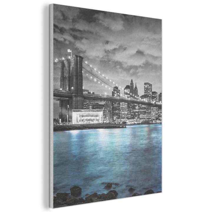 Акустична картина, Абстрактна, Декоративна, Всекидневна, Кухня, Модерно изкуство, Декорация за стена, Звукопоглъщащ панел Сиво-син 70x100