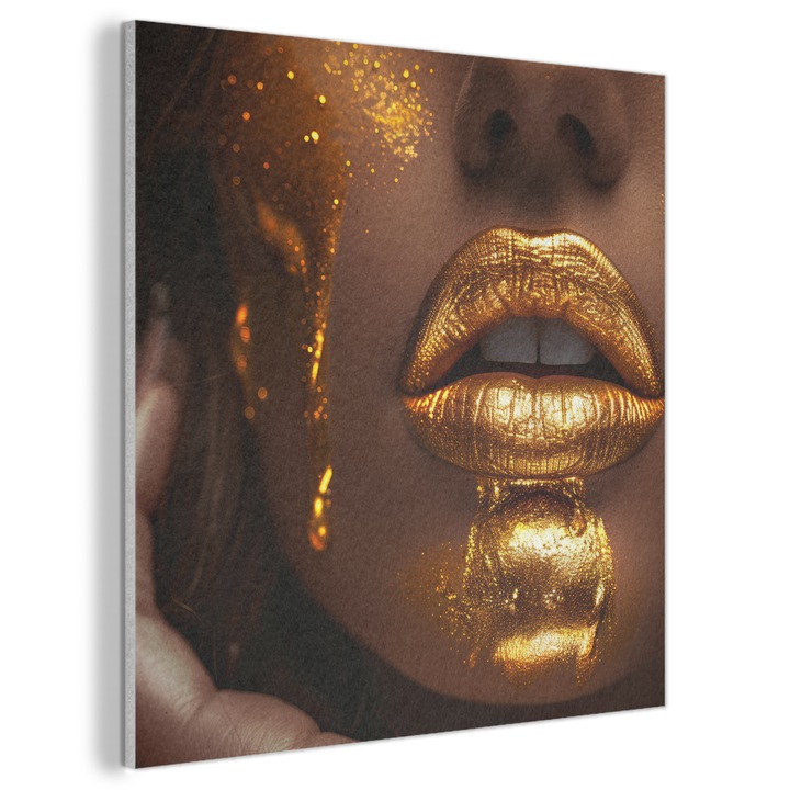 Акустична картина, Абстрактна, Декоративна, Всекидневна, Кухня, Модерно изкуство, Декорация на стени, Златен звукопоглъщащ панел 90x90