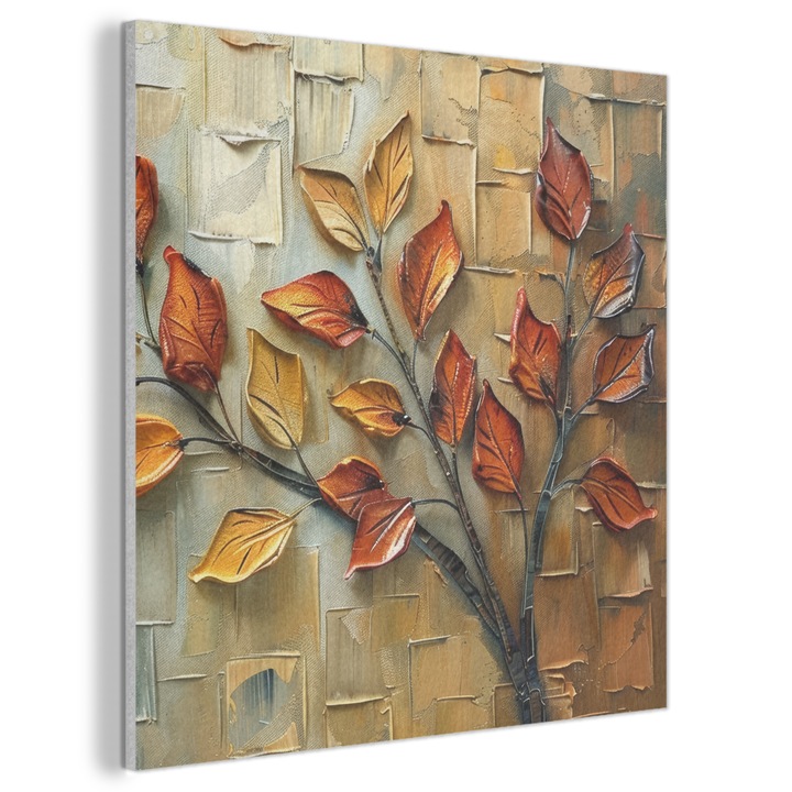 Tablou Acustic, Abstract, Decorative, Living, Bucatarie, Modern Art, Decorarea peretilor, Panou fonoabsorbant Auriu 90x90 cm