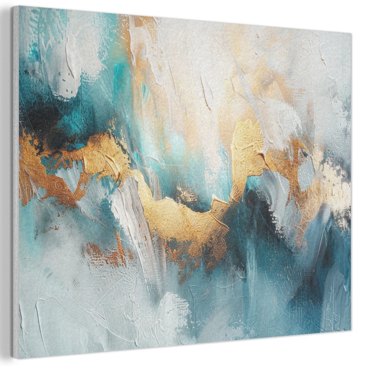 Акустична картина, Абстрактна, Декоративна, Дневна, Кухня, Модерно изкуство, Декорация за стена, Звукопоглъщащ панел Индиго синьо 80x60 см