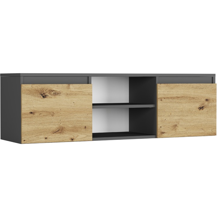 ТВ шкаф, PVC, 120 см x 36 см x 40 см, занаятчийски микс, антрацит