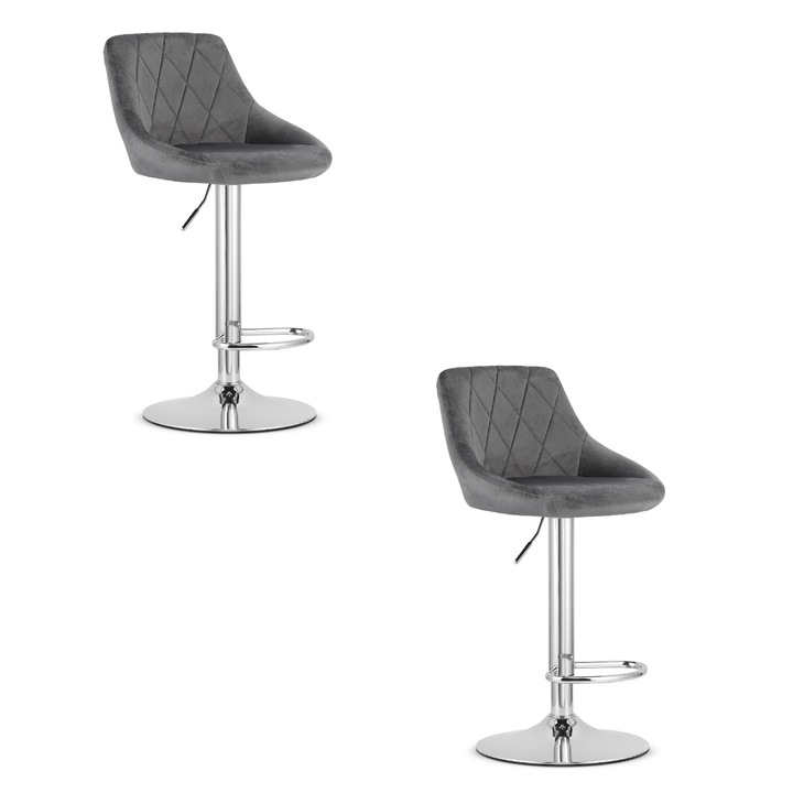 Set 2 Hokeri KAST, LEOBERT, gri, 85-105cm, 45,5x49cm